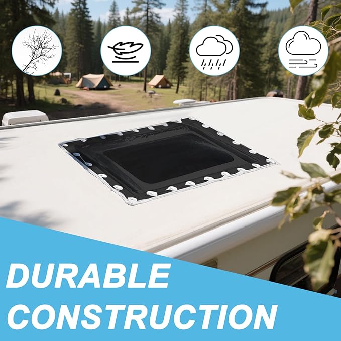 XMK 18" x 34" RV Skylight Replacement Fit 14" x 30" Skylights Openings, Camper RV Shower Skylight Cover Outer Dome for Campers Trailer Fifth Wheel Food Truck Motorhome, Impact Resistant (Black)
