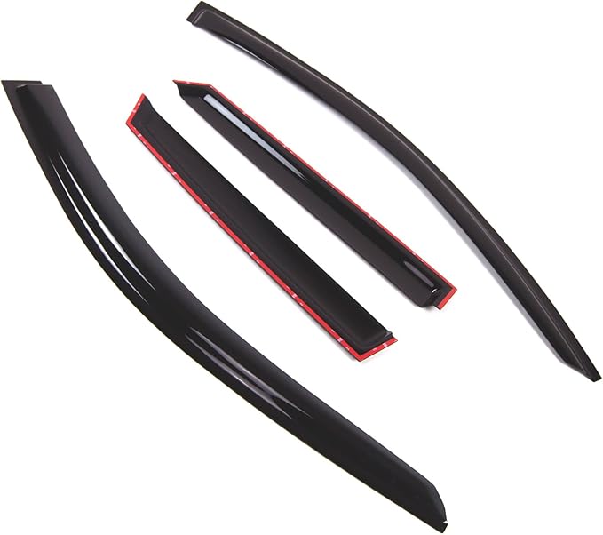TuningPros Outside Mount Window Vent Visors Rain Guards Compatible with Audi A3 Hatchback 2013-2015 | Side Window Wind Deflectors Rain Shields | Smoke Tinted, 4 Pcs Set, DGWV-776