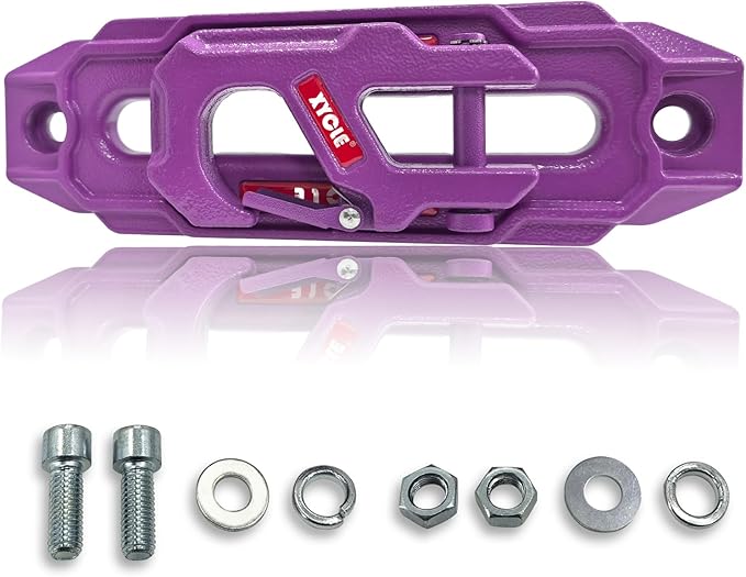 Winch Fairlead with Tow Hook,7075 Aluminum Hawse Fairlead with High Strength Alloy Steel Forged Winch Hook, 20000lb Winch Fairlead Hook (Purple)