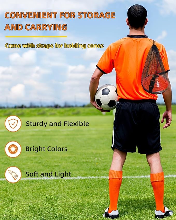 duskeep100/50 Pack Soccer Cones, Disc Cones for Sports Training with Mesh Bag, Sports Cones for Training Drills Practice