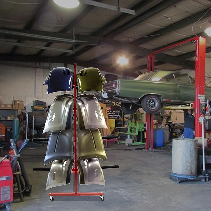 Floor Mobile Bumper Storage Rack, Heavy Duty Utility Double Sided Bumper Storage Dolly with Wheels Space Saving for Automobile Parts Storage