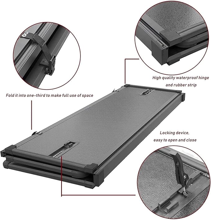 Kikito Professional FRP Hard Tri-Fold Truck Bed Tonneau Cover for 2015-2025 Canyon & Colorado 5.2FT (62.7in) Bed