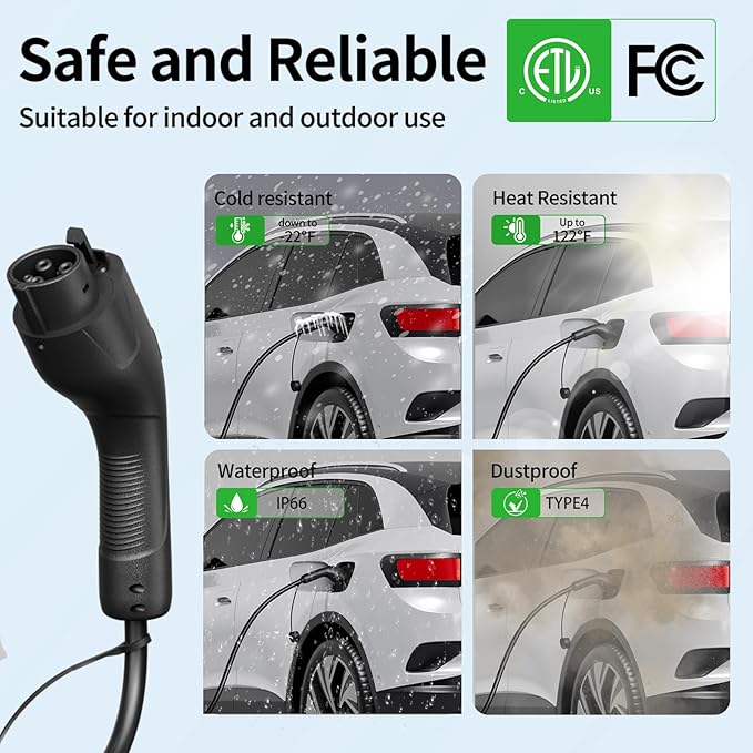 Romaa Level 2 Electric Vehicle Charger - 32 Amp EVSE Portable J1772 Charging Station, with NEMA 14-50, WiFi App, 25 ft Cable ETL Listed to UL 2594/2231, NEMA Type 4 IP66 Protection for Outdoor Use