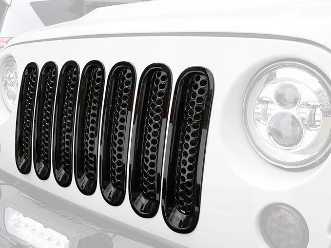 Hooke Road Black JK Grill Inserts Front Grille Mesh Cover Guard for Jeep Wrangler JK 2007-2015 Accessories