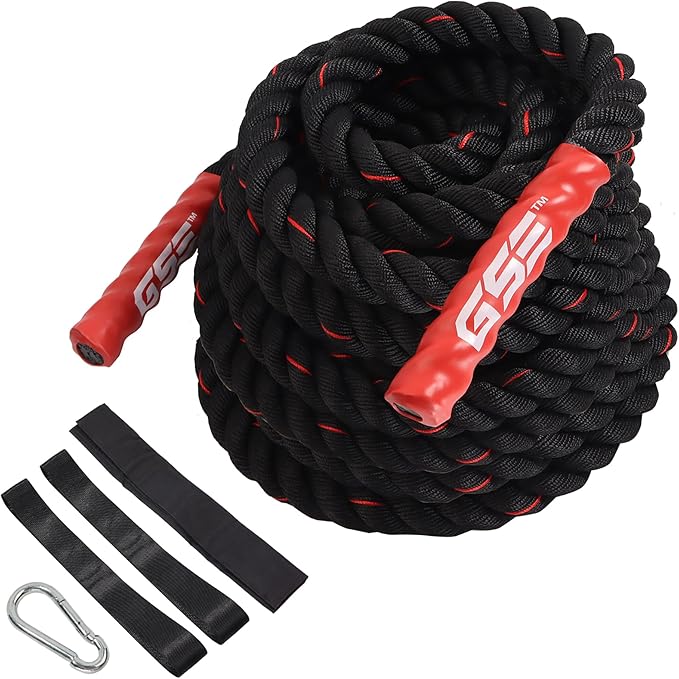 GSE Games & Sports Expert Gym Battle Rope, Heavy-Duty Workout Ropes for Indoor & Outdoor Workout, Exercise Rope for Strength Training - 30,40,50 Feet Lengths Available