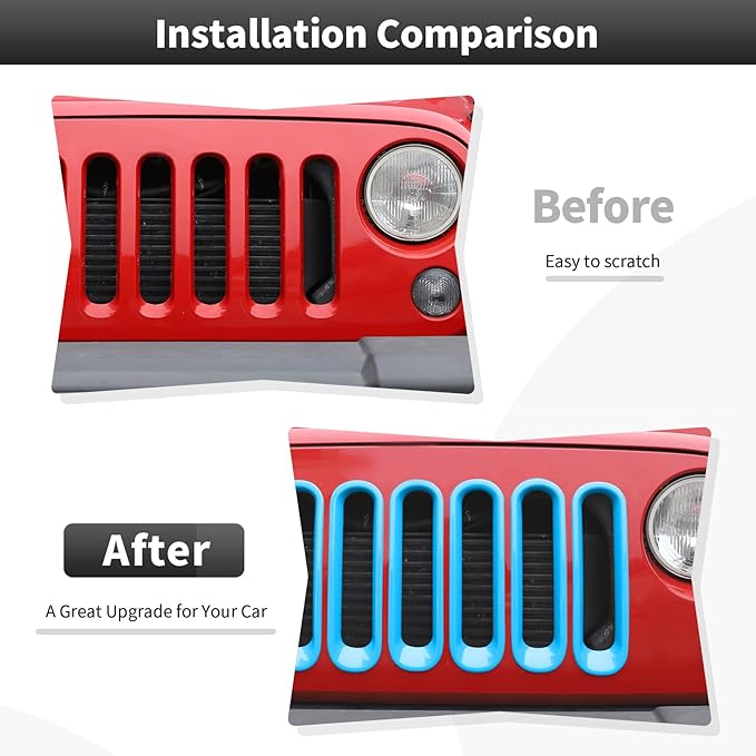 JK Grill Inserts Front Grille Mesh no Mesh Cover Guard for Jeep Wrangler JK 2007-2017 Clip-on Grille Accessories