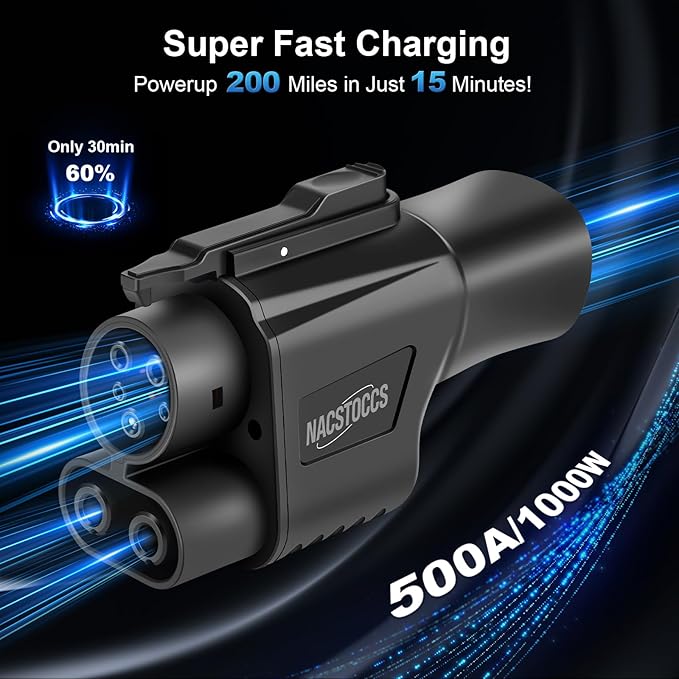 NACS to CCS Electric Vehicle Charging Adapter Compatible with Tesla Supercharger, Fit for Rivian,Ford,GM EVs for Tesla Supercharger to CCS1 Charger Adapter, Max 500A 1000V Fast Charge