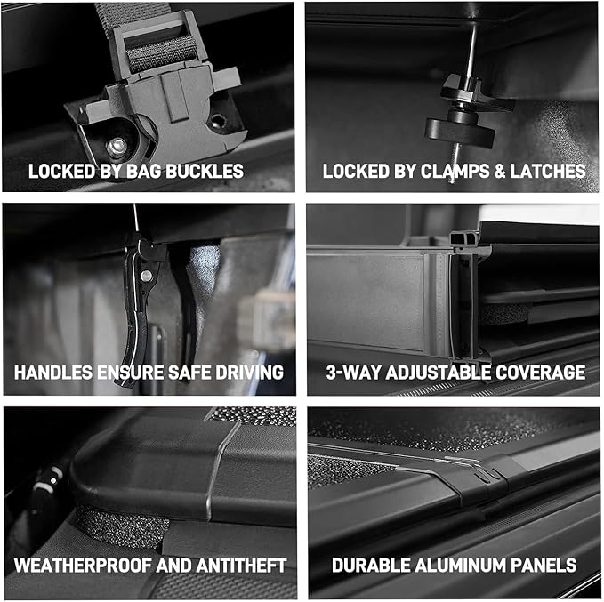 6.5' (79") Hard Folding Truck Bed Tonneau Cover Compatible with 2015-2026 Ford F-150 6.5 ft Bed | Tri Fold Style | Solid & Waterproof & Theftproof Fiberglass | Without Drilling