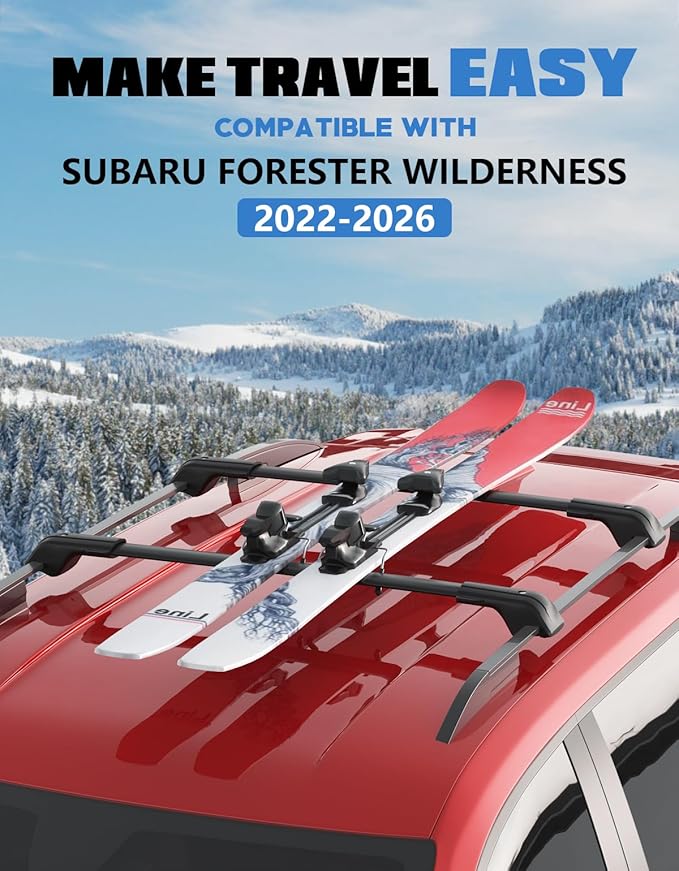 FengYu Heavy Duty Lockable Roof Rack Cross Bars Compatible with Subaru Forester Wilderness 2022-2026, All-Metal Aluminum 330lbs Roof Aluminum Roof Rails Crossbars Black Rooftop Cargo Luggage