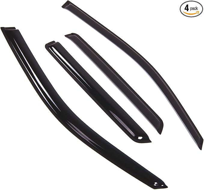 TuningPros Outside Mount Window Vent Visors Rain Guards Compatible with Isuzu Isuzu Ascender 2004-2008 | Side Window Wind Deflectors Rain Shields | Smoke Tinted, 4 Pcs Set, DGWV-203-4