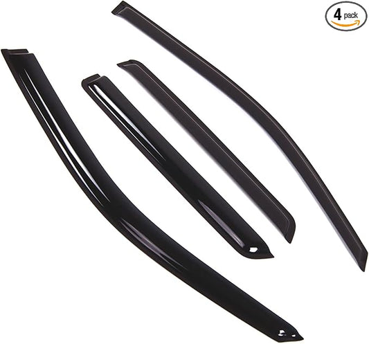 TuningPros Outside Mount Window Vent Visors Rain Guards Compatible with Isuzu Isuzu Ascender 2004-2008 | Side Window Wind Deflectors Rain Shields | Smoke Tinted, 4 Pcs Set, DGWV-203-4