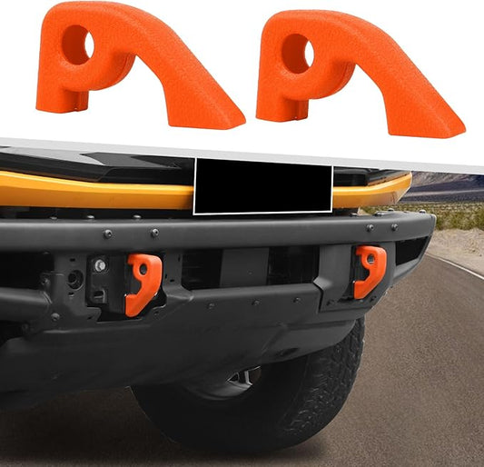 Jimen Fit for Ford Bronco 2021-2024, 2PCS Front Bumper Tow Hook Covers Protector Exterior Accessories (Orange)