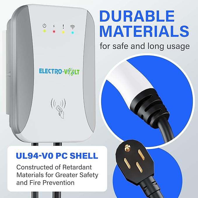 8X FASTER Level 2 EV Charger- 10 KW, Adjustable 40Amp-240V, NEMA 14-50 Plug IP65 Indoor/Outdoor Electric Car Wall Charging Station- FCC Certified EV Charger Level 2, 18-Ft Top Cable, Smart APP Control