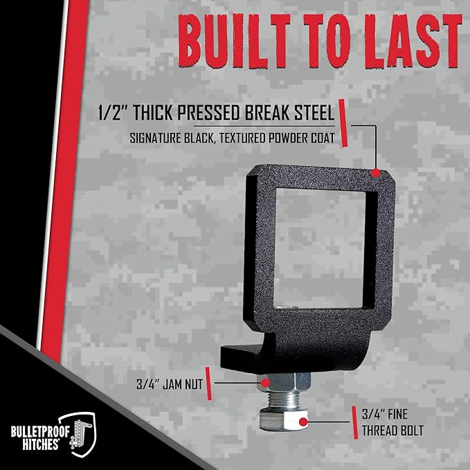 BulletProof Hitches - 2.5" Anti Rattle Hitch Clamp - Anti Rattle Hitch Tightener for 2.5 Inch Hitches - Hitch Stabilizer with Black Textured Powder Coat