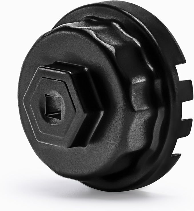 64mm 14 Flutes/4 Slots Oil Filter Cap Wrench Removal Tool Socket Compatible with Toyota, Lexus, and Scion Vehicles Equipped with 2.5L to 5.7L engines, Black Heavy-Duty Aluminum