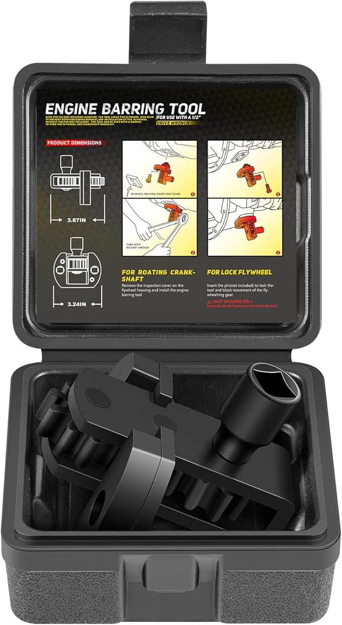 Camoo J-46392 Engine Barring Tool, Engine Turning Tool with Storage Box for Detroit Diesel DD13, DD15, DD16, MBE4000, MBE900 Alternative to J-46392 W904589046300 Flywheel Cranking Turning Tool