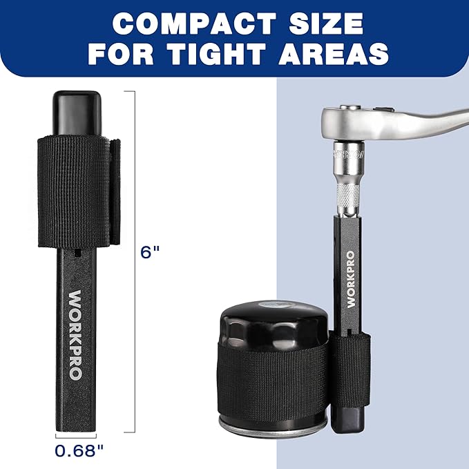 WORKPRO Nylon Strap Oil Filter Wrench, Universal Oil Filter Removal tool Adjustable, 1/2" Drive, Oil Filter Change Set, Ideal for Engine Filters, Conduit, & Fittings