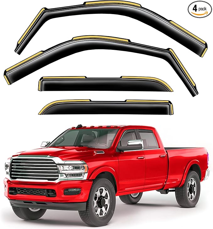 in-Channel Window Rain Guards Fit for Truck Dodge RAM 2500 3500 2019-2026 Crew Cab Extra Durable Window Visors Window Deflectors Vent Visors Vent Shades Car Accessories-4 pcs 2-Q07