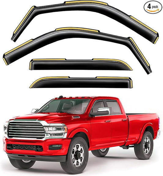 in-Channel Window Rain Guards Fit for Truck Dodge RAM 2500 3500 2019-2026 Crew Cab Extra Durable Window Visors Window Deflectors Vent Visors Vent Shades Car Accessories-4 pcs 2-Q07
