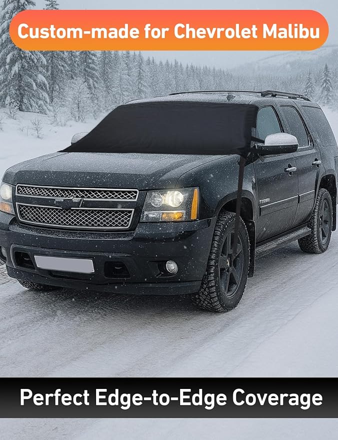 EcoNour Car Snow Cover Compatible for Chevrolet Tahoe | Windshield Cover for Ice and Snow with S-Hook Straps | Heavy-Duty 600D Oxford Winter Car Cover, Waterproof & Anti-Slip