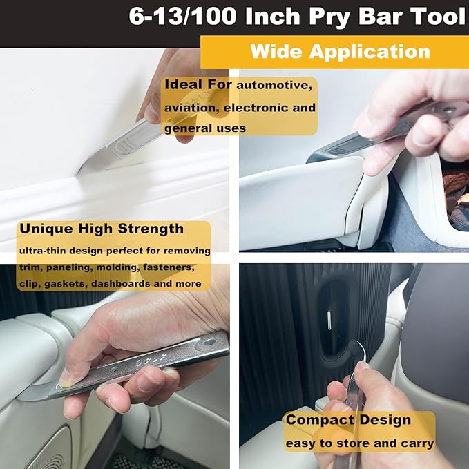 AKGUN 4140 Pry Tool, Car Trim Removal Tool Kit, Trim Removal Tool Pry Tool, Mighty Miniature Portable Multitool, Door Panel, Window Screen Removal
