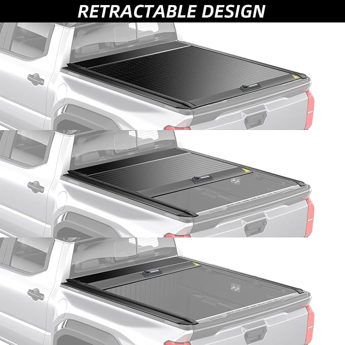 Retractable Truck Bed Tonneau Cover for 2016 2017 2018 2019 2020 2021 2022 2023 2024 2025 Toyota Tacoma (5'/60") Truck Bed Cover Key Lock