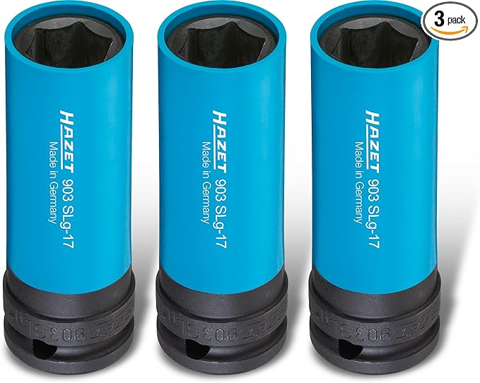 HAZET socket 903SLG-17/3, 1/2 inch square drive, 17mm wrench size, with plastic sleeve, supports gentle wheel fitting, especially for tires with aluminium rims