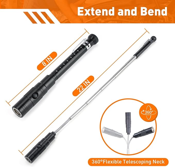 Gifts for Him, Rechargeable Magnetic Pickup Tool, Telescoping Magnetic Flashlight Pick Up Tool, Christmas Stocking Stuffers for Men Adults, Cool Gadgets Birthday Gifts for Men, Husband, Boyfriend