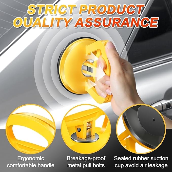 Car Dent Puller 3 Pack Dent Puller Powerful Car Dent Removal Kit Suction Cup Dent Puller for Car Dent Repair Dent Remover Tool for Car Body,Tiles Lifting,Objects Moving,Screen (Yellow+Black)