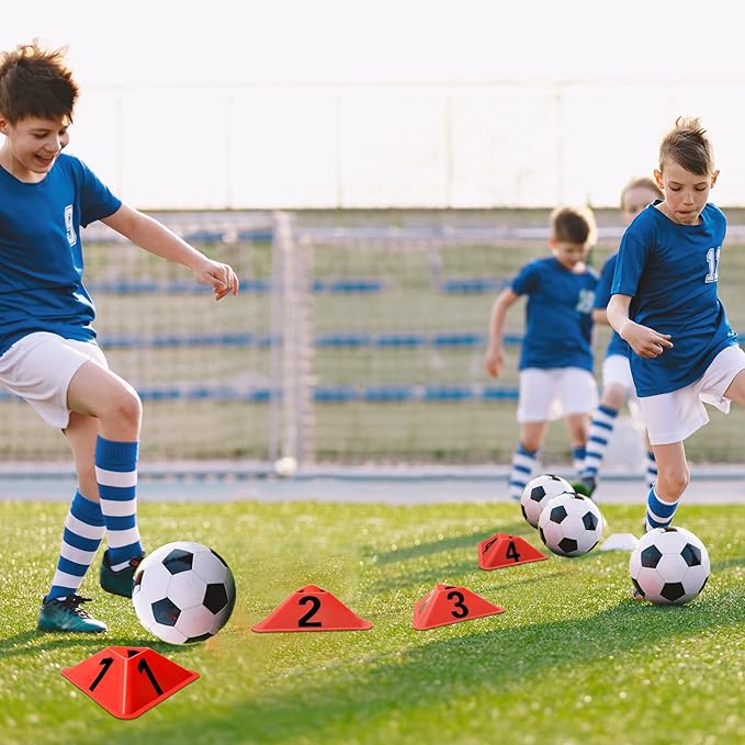 Cindeer 24 Pack Sports Cones with Numbered Soccer Plastic Traffic Cones Modern Sport Training Marker
