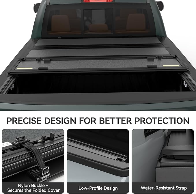AUTOSAVER88 Low-Profile Hard Quad Fold Truck Bed Tonneau Cover Fit for Ford F-150 F150 2015-2025 with 5.5ft Bed