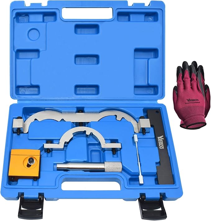 Turbo Engine Timing Tool Kit for Vauxhall Opel Chevy Chevrolet Aveo Cruze Orlando Adam Ampera Astra J Cascada 1.0 1.2 1.4 L, Camshaft Holding Locking Tool Set with Case & Gloves