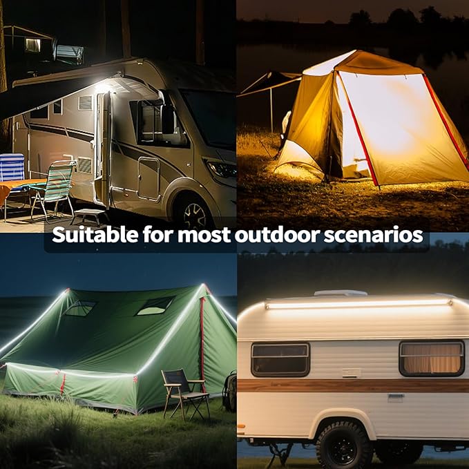 12V LED Interior Light Bar Kit Dimmable IP67 Waterproof Camping String Lights, Aluminum Magnetic Mount Exterior Lights,Portable Lighting for RV, Camping Tent Car Trailer Boat (4 Pack)