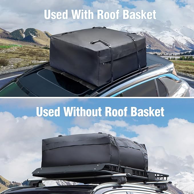 Leader Accessories Roof Rack Cargo Basket Set, Car Top Luggage Holder 64"x 39" + Waterproof Rooftop Cargo Carrier Bag