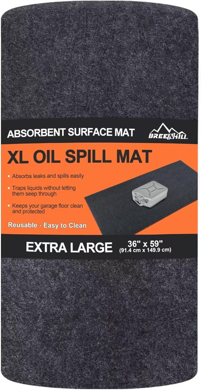 XL Oil Spill Mat (36" x 59"), Premium Absorbent Oil Pad, Reusable, Washable,Waterproof Backing Contains Liquids, No Soak Through,Protects Garage Floor Surface