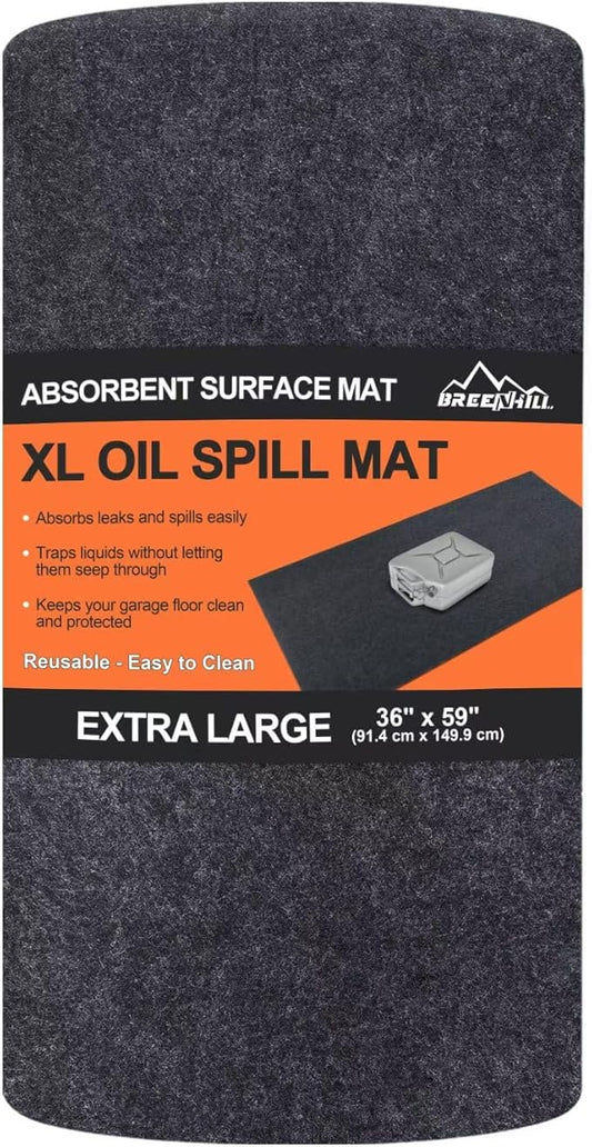 XL Oil Spill Mat (36" x 59"), Premium Absorbent Oil Pad, Reusable, Washable,Waterproof Backing Contains Liquids, No Soak Through,Protects Garage Floor Surface