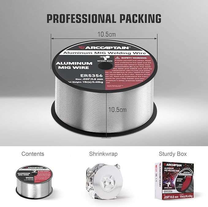 ARCCAPTAIN Magnesium Aluminum Welding Wire ER5356 .030" MIG Welding Wire, 1 Pound Spool