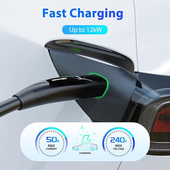 Extension Cord for Tesla 21ft Extension Cable Max Support 12KW 50Amp 240V with NACS Plug Extension Cord for Your Level 1&2 EV Charger Tesla Wall Connector
