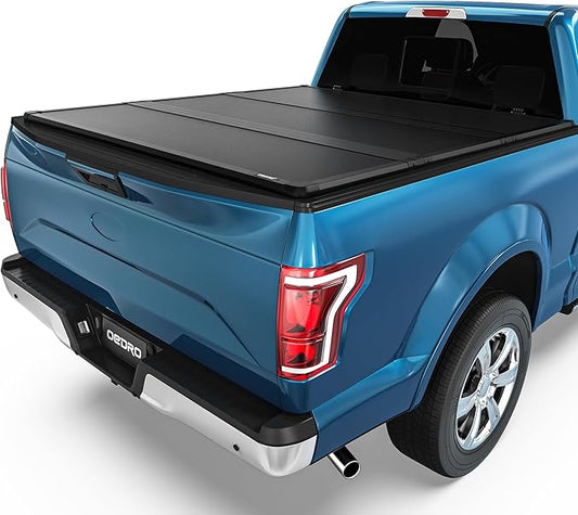 OEDRO FRP Hard Tri-fold Tonneau Cover Fold Truck Bed Covers Fits for Ford F-150 F150 2004-2014 with 6.5 Feet Bed