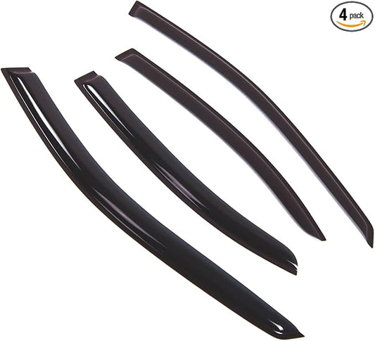 TuningPros Outside Mount Window Vent Visors Rain Guards Compatible with Mercedes C240 C320 C230 2001-2007 | Side Window Wind Deflectors Rain Shields | Smoke Tinted, 4 Pcs Set, DGWV-508