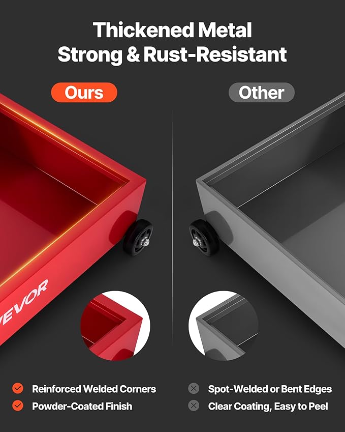 VEVOR Low Profile Oil Drain Pan, 17 Gallon Capacity, Rolling Oil Drain Pan with Electric Pump, 7.2 ft Hose & T Folding Handle, Leak-Proof & Corrosion-Resistant, Fit for Cars, SUVs, Trucks, ATVs, Red