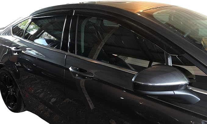 2013-2020 Tape-On Rain Guards for Ford Fusion Side Window Visor Deflectors S SE SEL Titanium Hybrid Durable Tinted Shades 2014 2015 2016 2017 2018 2019