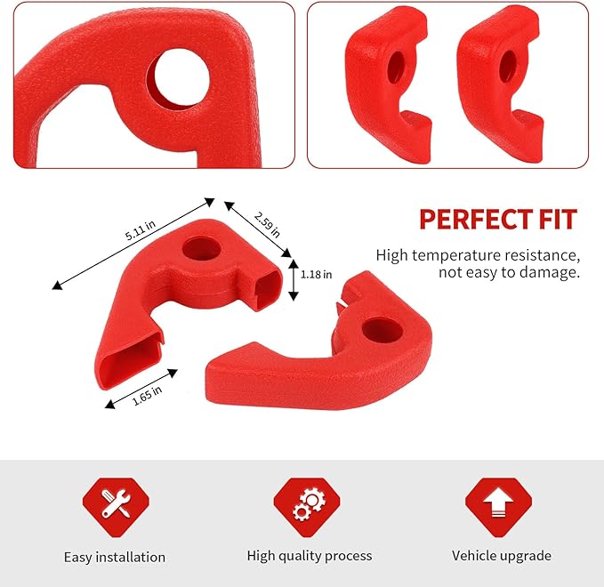 Jimen Fit for Ford Bronco 2021-2024, 2PCS Front Bumper Tow Hook Covers Protector Exterior Accessories (Red)