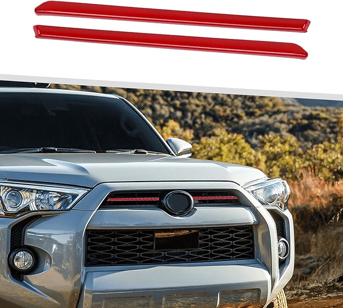Jimen Compatible with Toyota 4Runner 2020-2024, Front Center Grille Inserts Cover Exterior Trim Accessories (Red)