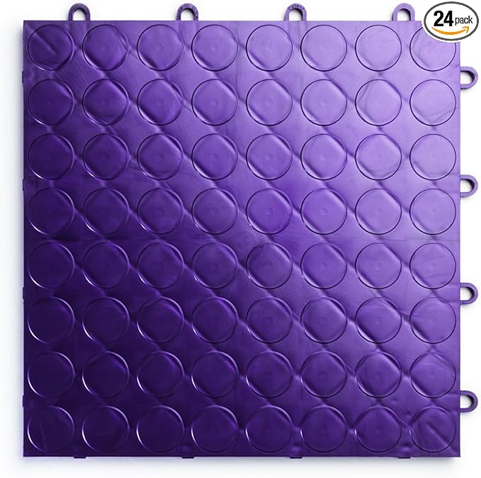 RaceDeck CircleTrac, Durable Interlocking Modular Garage Flooring Tile (24 Pack), Purple