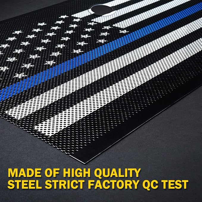 Xprite Aluminum Alloy Grill Mesh Insert Law Enforcement Blue Stripe with Hood Lock Hole Compatible with 2007-2018 Jeep Wrangler JK JKU Stock Grill