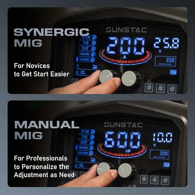 5 in 1 Plasma Cutter and Welder Combo, CUT/TIG/MIG/Flux MIG/MMA, 50A Plasma Cutter, 200A TIG and MIG, 180A STICK Welder, 110/220V Dual Voltage Multi-Functional Welder