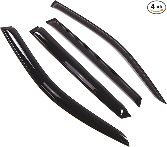TuningPros Outside Mount Window Vent Visors Rain Guards Compatible with Hyundai Tucson 2005-2009 | Side Window Wind Deflectors Rain Shields | Smoke Tinted, 4 Pcs Set, DGWV-261