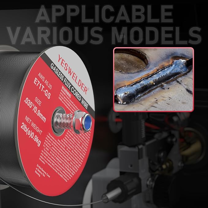 YESWELDER E71T-GS Flux Core Welding Wire, Mild Carbon Steel .035“ 2LB 3Packs, Gasless MIG Wire