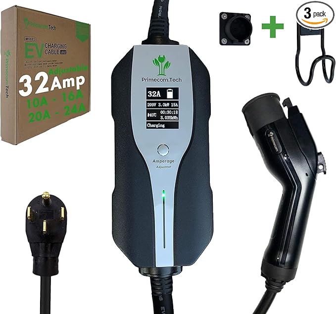 32Amp & 40Amp Primecom Level 2, Electric Vehicle (EV) Charger, (240V, 32A/40A), NEMA 14-50 Electric Car Charger, 30 feet, 40 feet, and 50 Feet Lengths for TESLA Level2 EV Charger (50, 32Amp) for Tesla